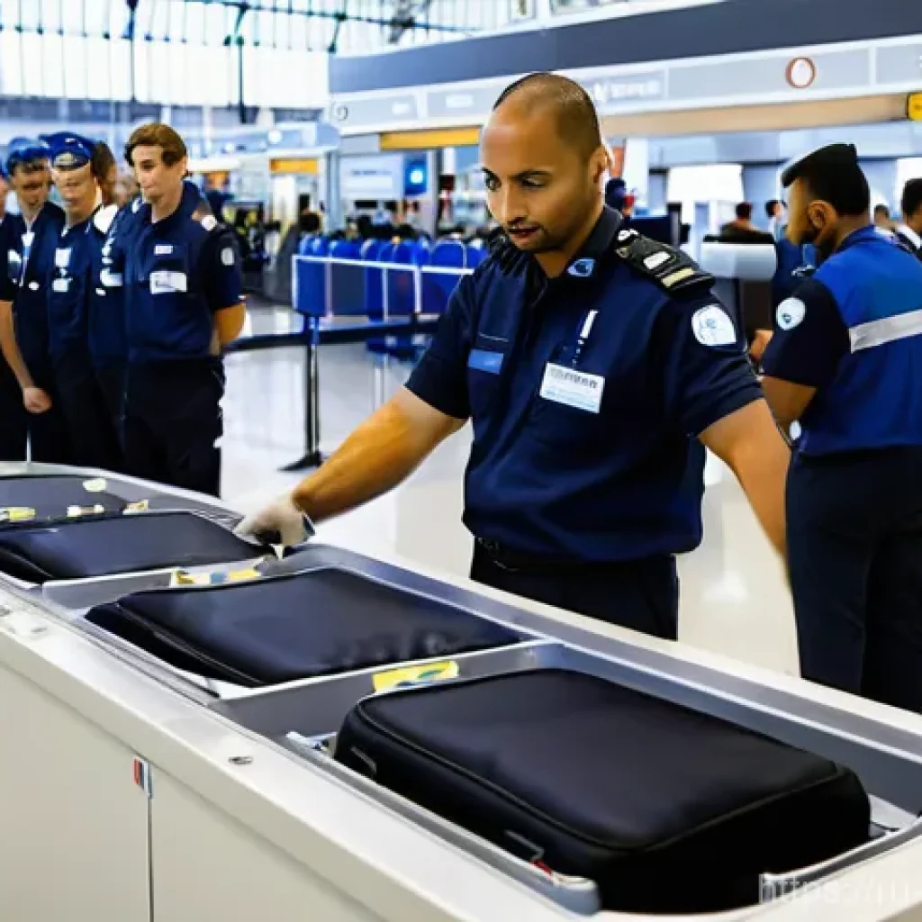 항공보안관리사와 보안 장비 유지보수 - **Aviation Security Team in Action:** A diverse team of highly professional aviation security person...