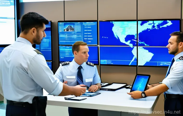 항공보안관리사 시험 필수 암기 사항 - **Prompt 2: High-Tech Drone Threat Monitoring in an Airport Control Room**
    "Inside a futuristic,...