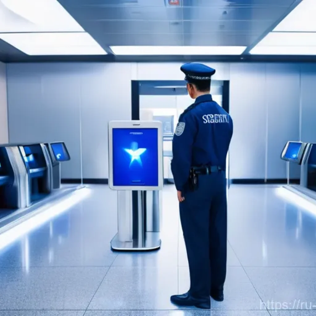 항공보안관리사 관련 서적 추천 - **A highly detailed, realistic image of a cutting-edge airport security checkpoint.** Professional a...