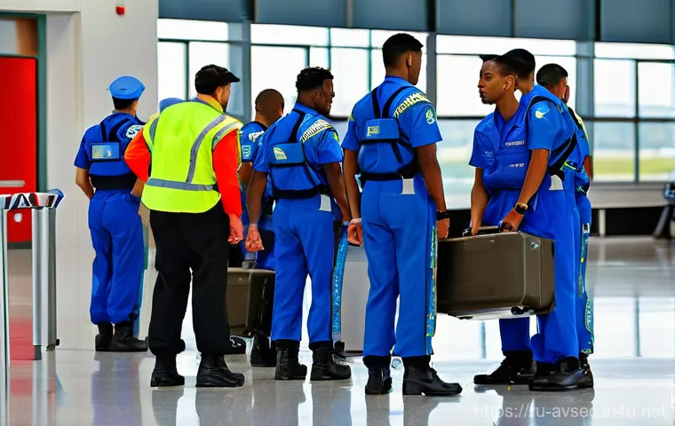 항공보안관리사 관련 서적 추천 - **A high-tech aviation security operations center at night.** The room is spacious, with multiple la...