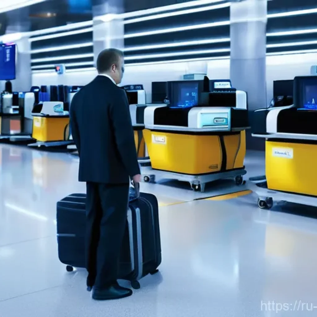 항공보안관리사 실무 트렌드 - **Prompt:** A high-resolution, cinematic image of a state-of-the-art baggage screening area inside a...