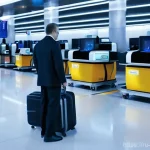 항공보안관리사 실무 트렌드 - **Prompt:** A high-resolution, cinematic image of a state-of-the-art baggage screening area inside a...